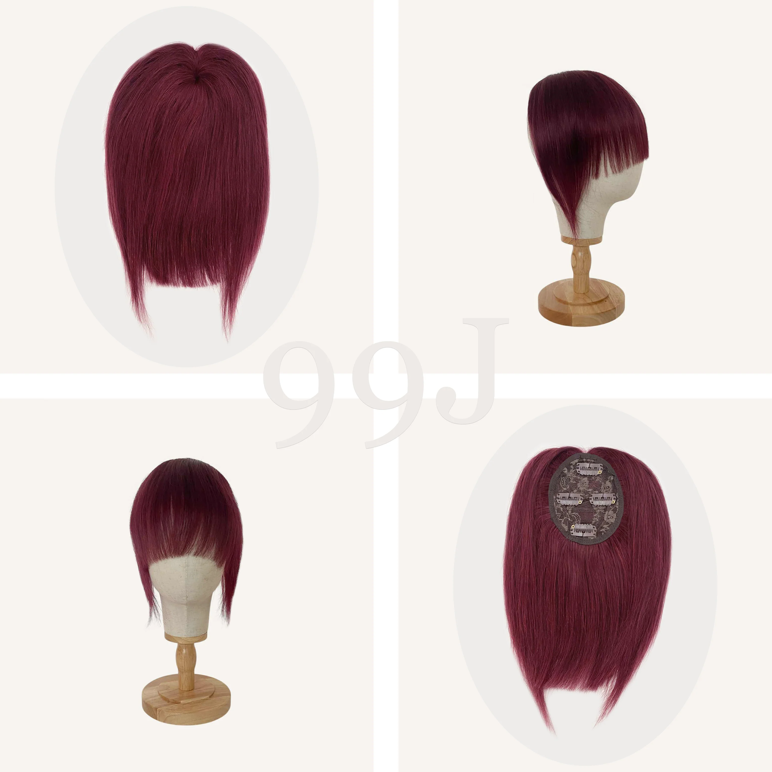 Clip On Full Fringe Hair Piece Topper - Image 17